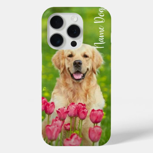 Golden Retriever dogの名前を電話ケースに変更 Case-Mate iPhoneケース (裏面)