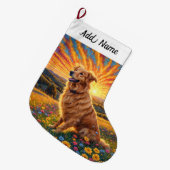 Golden Retriever  Dog ラージクリスマスストッキング (正面 (吊り時))