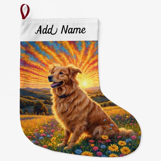 Golden Retriever  Dog ラージクリスマスストッキング (正面)