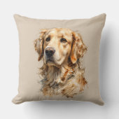 Golden Retriever Dog Art Cushion  クッション (正面)