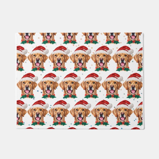 Golden Retriever Dog Breed Christmas ドアマット (正面)