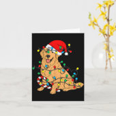 Golden Retriever Dog Christmas Lights Xmas Pet Dog カード (黄色い花)