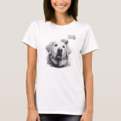 Golden Retriever Dog CustomText Regal Crown Sketch Tシャツ (正面)