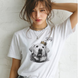 Golden Retriever Dog CustomText Regal Crown Sketch Tシャツ