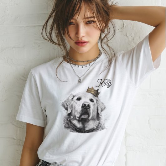 Golden Retriever Dog CustomText Regal Crown Sketch Tシャツ