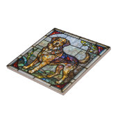 Golden Retriever Dog Faux Stained Glass Mosaic Art タイル (側面)