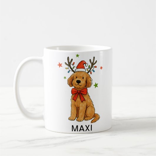 Golden Retriever Dog Festive Christmas コーヒーマグカップ (左)