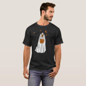Golden Retriever Dog Ghost and Pumpkin Halloween F Tシャツ (正面フル)