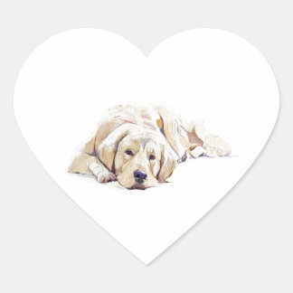 Golden Retriever Dog Heart Sticker ハートシール