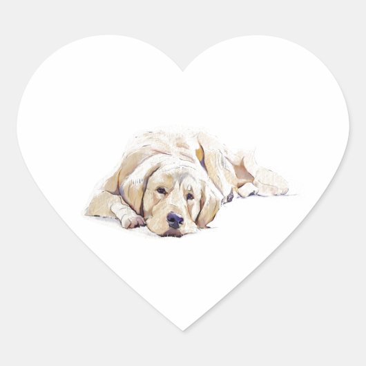 Golden Retriever Dog Heart Sticker ハートシール (正面)