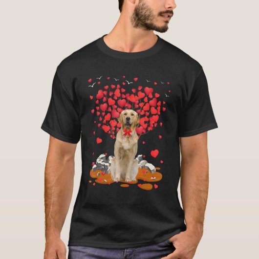 Golden Retriever Dog Heart Valentines Day Dog Dad  Tシャツ (正面)