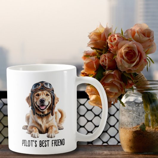 Golden Retriever Dog Pilot Best Friend Cute Pet  コーヒーマグカップ