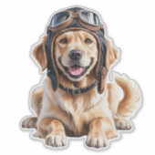 Golden Retriever Dog Pilot Best Friend Cute Pet  シール (正面)