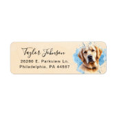 Golden Retriever Dog Return Address ラベル (正面)