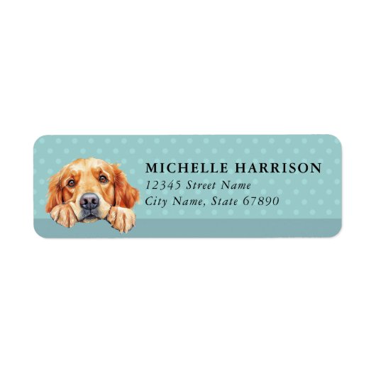 Golden Retriever Dog Return Address Labels ラベル (正面)