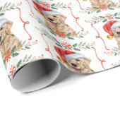Golden Retriever Dog Santa Christmas ラッピングペーパー (ロールコーナー)