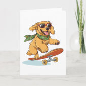 Golden Retriever Dog Skateboarding カード (正面)