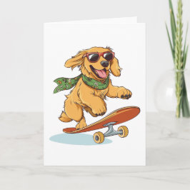 Golden Retriever Dog Skateboarding カード