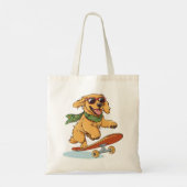 Golden Retriever Dog Skateboarding トートバッグ (裏面)