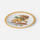 Golden Retriever Dog Skateboarding ペーパープレート (アングル)