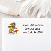 Golden Retriever Dog Skateboarding ラベル (インサイチュ)