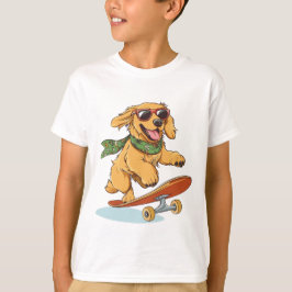Golden Retriever Dog Skateboarding Tシャツ