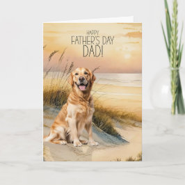 Golden Retriever Dog Sunset Beach Father's Day シーズンカード