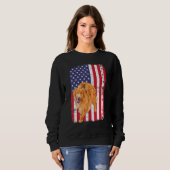 Golden Retriever Dog US Flag Happy July 4th Americ スウェットシャツ (正面フル)