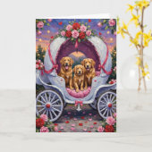 Golden Retriever Dog Valentine's Day カード (黄色い花)