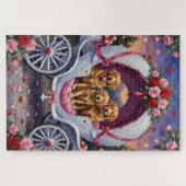 Golden Retriever Dog Valentine's Day  ジグソーパズル (横)