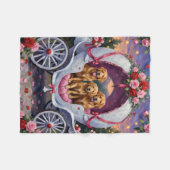 Golden Retriever Dog Valentine's Day  フリースブランケット (正面(横))