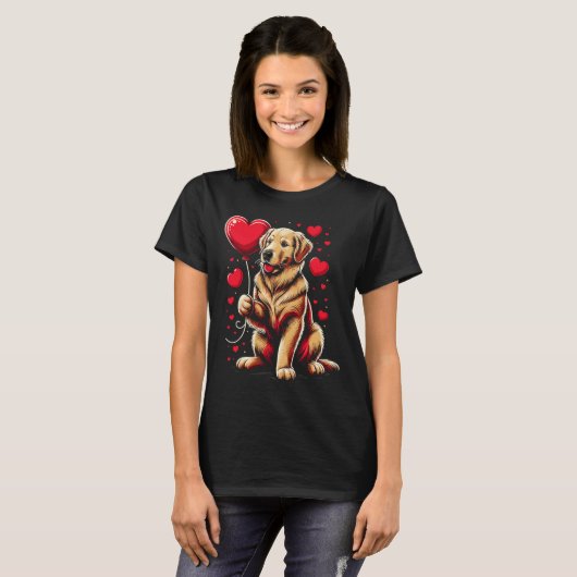 Golden Retriever Dog Valentine's Day Dog Owner Val Tシャツ (正面フル)