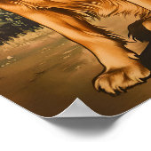 Golden Retriever Dog Vintage Art ポスター (角)