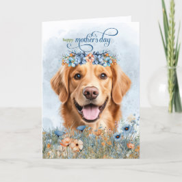 Golden Retriever Dog Wildflowers Mother's Day シーズンカード