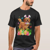 Golden Retriever Dog With Bunny Ears Egg Basket Ea Tシャツ (正面)