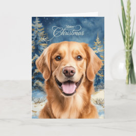 Golden Retriever Dog Woodland Forest Christmas シーズンカード