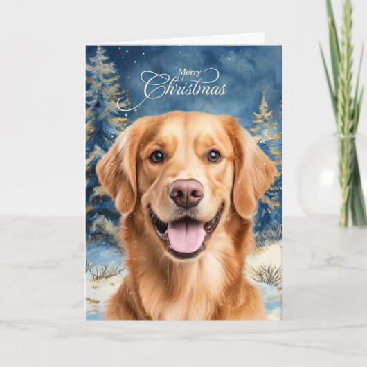 Golden Retriever Dog Woodland Forest Christmas シーズンカード (正面)