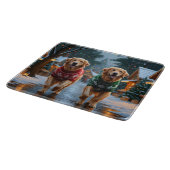Golden Retriever Dogs Christmas Snow Holiday カッティングボード (角)