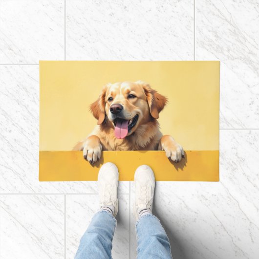 Golden Retriever Doormat Art ドアマット (室内)