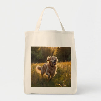 Golden Retriever Elegant Grocery Tote Bag トートバッグ