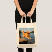 Golden Retriever Elegant Grocery Tote Bag トートバッグ (正面(商品))