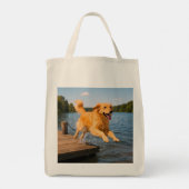 Golden Retriever Elegant Grocery Tote Bag トートバッグ (裏面)