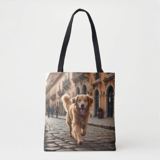 Golden Retriever Elegant Shoulder Tote Bag トートバッグ (正面)