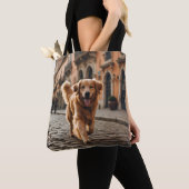 Golden Retriever Elegant Shoulder Tote Bag トートバッグ (クローズアップ)