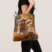 Golden Retriever Elegant Shoulder Tote Bag トートバッグ (クローズアップ)