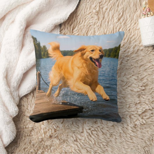 Golden Retriever Elegant Throw Pillow クッション (ブランケット)