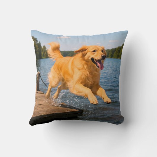 Golden Retriever Elegant Throw Pillow クッション (裏面)