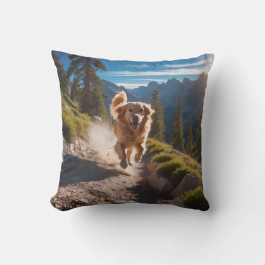 Golden Retriever Elegant Throw Pillow クッション (正面)