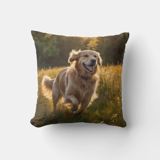 Golden Retriever Elegant Throw Pillow クッション (正面)
