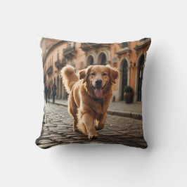 Golden Retriever Elegant Throw Pillow クッション